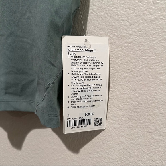Lululemon Align Tank Top Light
Support, A/B Cup Crater Blue SZ 8 - Picture 8 of 11